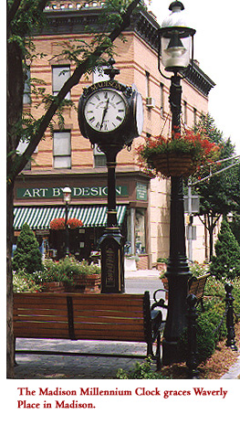 The Madison Millennium Clock graces Waverly Place in Madison.