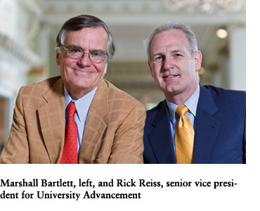 Marshal Bartlett, left, and Rick Reiss, senior vice president for University advancement