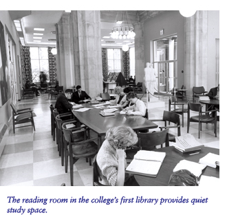 The reading room in the college’s first library provides quite study space.