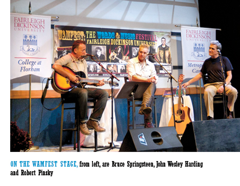 Photo: Bruce Springsteen, John Wesley Harding and Robert Pinsky at Fairleigh Dickinson University's College at Florham