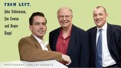 From left: John Schiemann, Jim Cowan and Roger Koppl