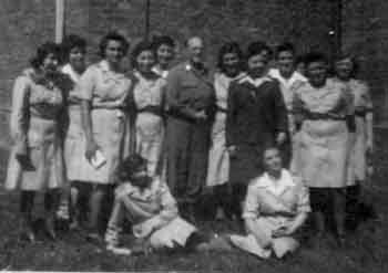 Stern with the Hungarian women who were liberated for Auschwitz.